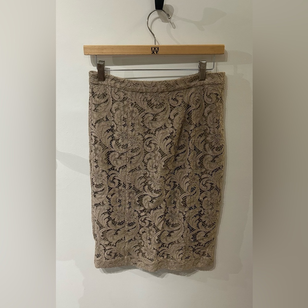 Burberry Tan Lace Pencil Skirt Cocktail
